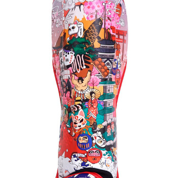 TKB TopKing "Japan Culture" Shin Guards Muay Thai Boxing Red