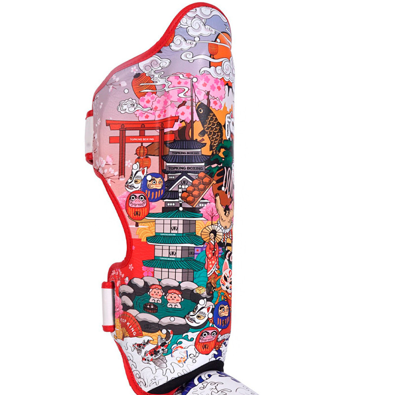 TKB TopKing "Japan Culture" Shin Guards Muay Thai Boxing Red