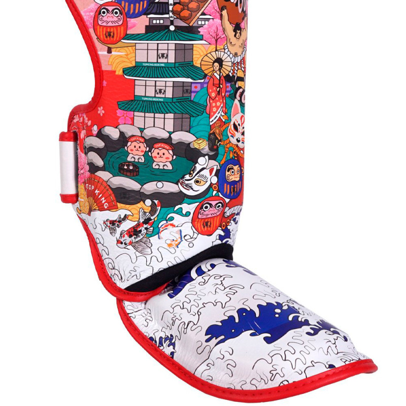 TKB TopKing "Japan Culture" Shin Guards Muay Thai Boxing Red