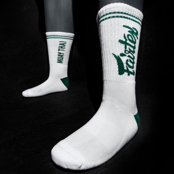 Fairtex Socks1 Dry-Fit Tech White-Green Free Shipping
