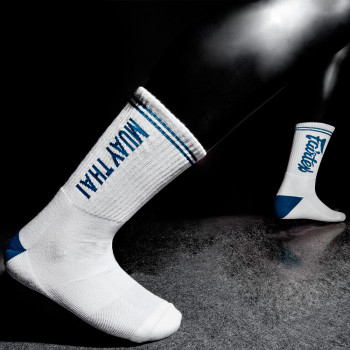 Fairtex Socks1 Dry-Fit Tech White-Blue Free Shipping
