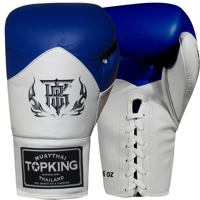 TKB TopKing "Blend" Boxing Gloves Lace Up Blue-White