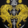 Muay Thai T-Shirt "2 Tigers" Tatoo Sak Yant Black-Gold Free Shipping