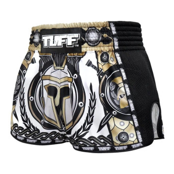 TUFF Muay Thai Boxing Shorts Retro "Golden Gladiator In White" Free Shipping