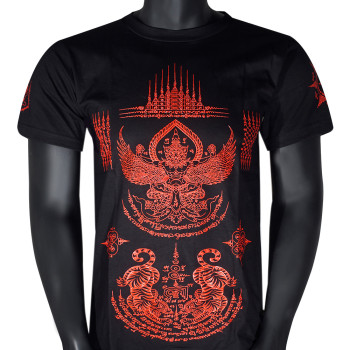 Muay Thai T-Shirt "Garuda" Rubber Print Tatoo Sak Yant Black Free Shipping