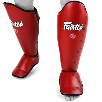 Fairtex SP5 Muay Thai Shin Boxing Guards "Competition" Red