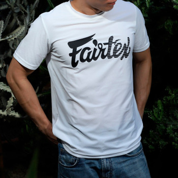Fairtex TST181 T-Shirt "Signature" Muay Thai Boxing Crew Neck Casual Training Free Shipping White