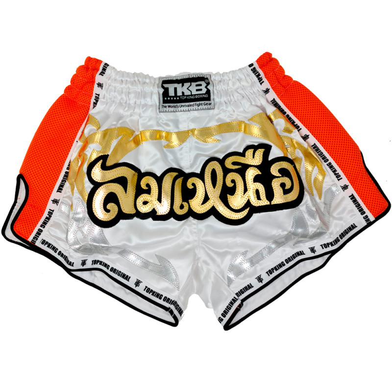 TKB TopKing TKRMS-006 Muay Thai Boxing Shorts Retro White Free Shipping