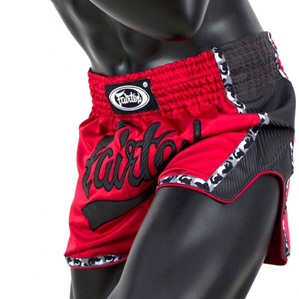 Fairtex BS1703 Muay Thai Shorts – Slim Cut In Black & Red – Thai Boxing, MMA, BJJ