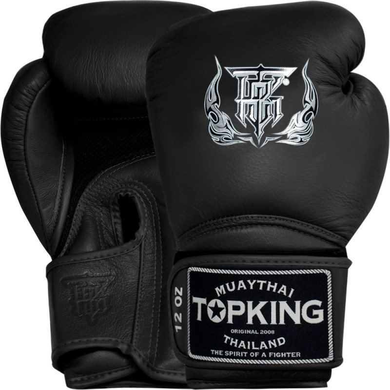 TKB TopKing Boxing Gloves "Super Air" Mesh Palm Black 