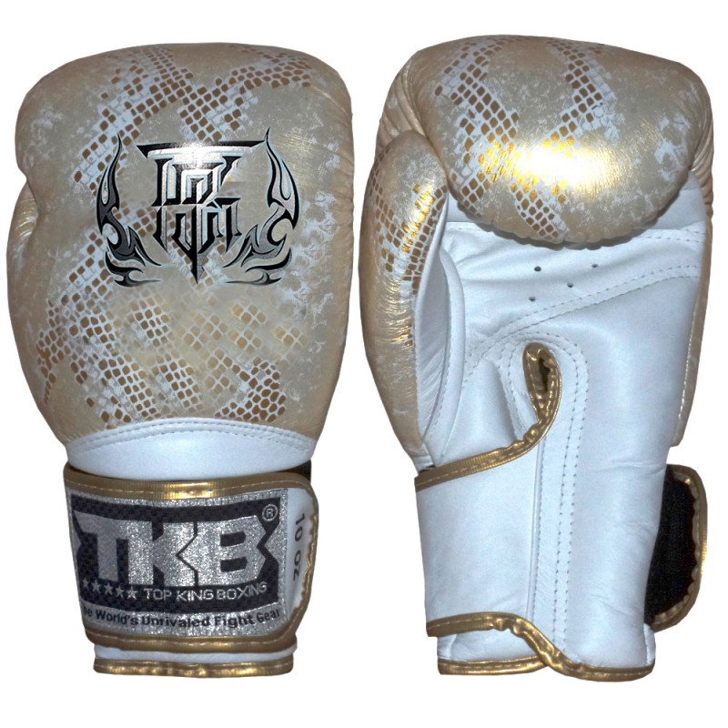 TKB TopKing Boxing Gloves "Snake" Gold (White)