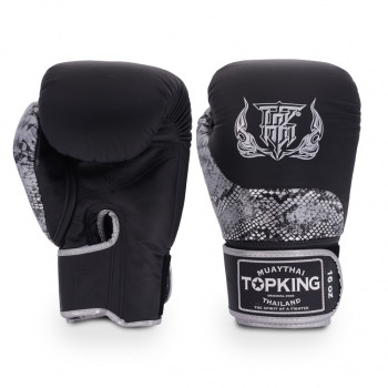 TKB Top King Boxing Gloves "Power Snake" Black-Silver