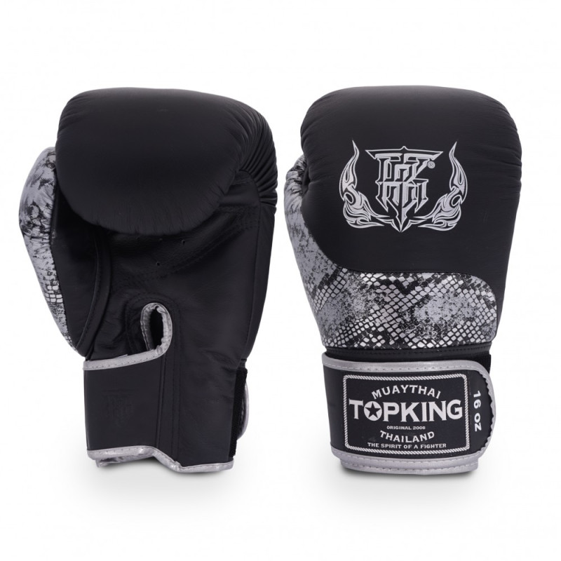TKB TopKing Boxing Gloves "Power Snake" Black-Silver