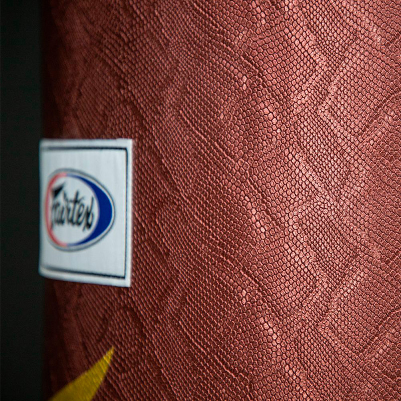 Fairtex HB6PY 6FT Heavy Bag Muay Thai Boxing Banana Bag “Python Print” Red-Gold Unfilled