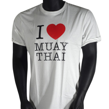 TUFF "I love Muay Thai" T-Shirt Muay Thai Boxing Cotton Training Casual Black-Silver Free Shipping