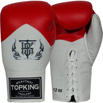 TKB Top King "Blend" Boxing Gloves Lace Up Red-White
