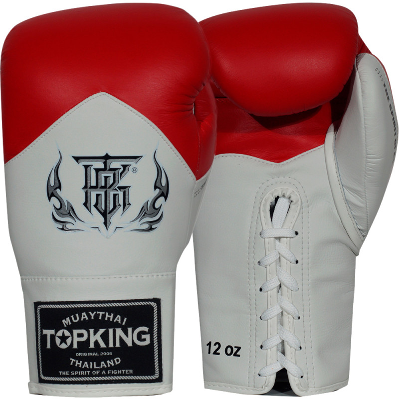 TKB TopKing "Blend" Boxing Gloves Lace Up Red-White