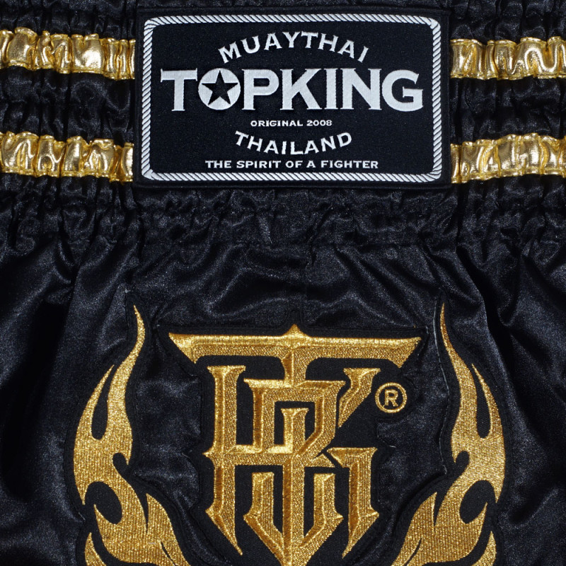TKB TopKing Muay Thai Boxing Shorts Black-Gold Free Shipping