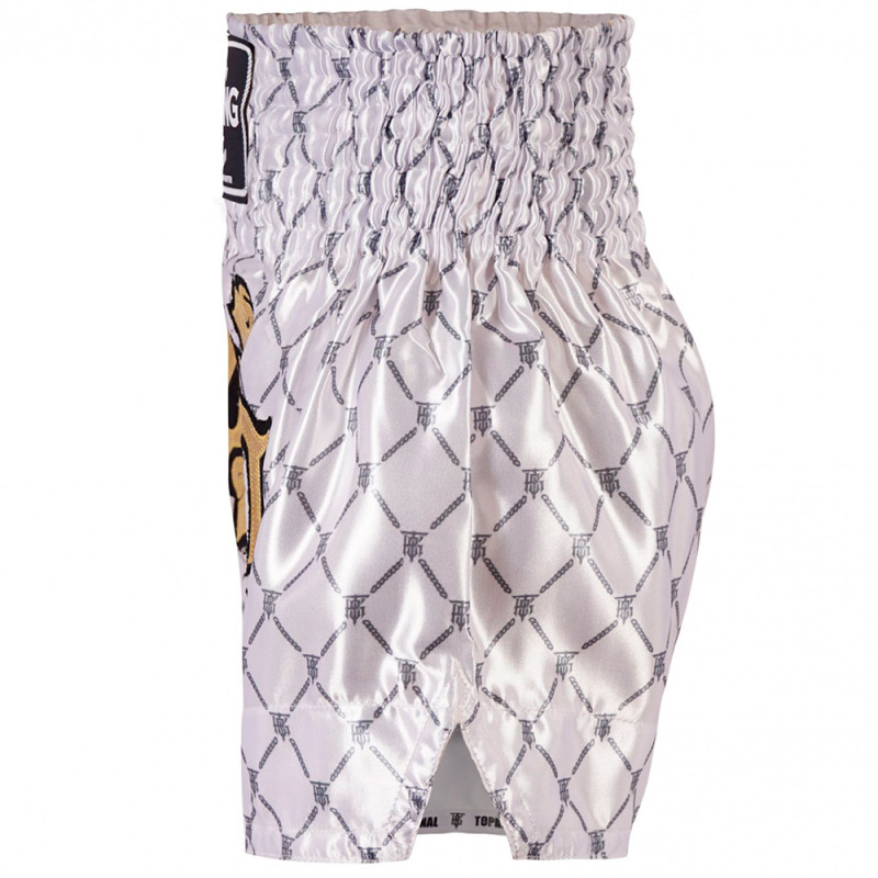 TKB TopKing TKTBS-213 Muay Thai Boxing Shorts White-Silver Free Shipping