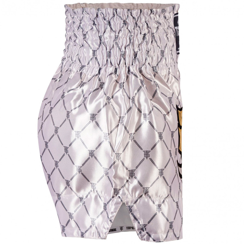 TKB TopKing TKTBS-213 Muay Thai Boxing Shorts White-Silver Free Shipping