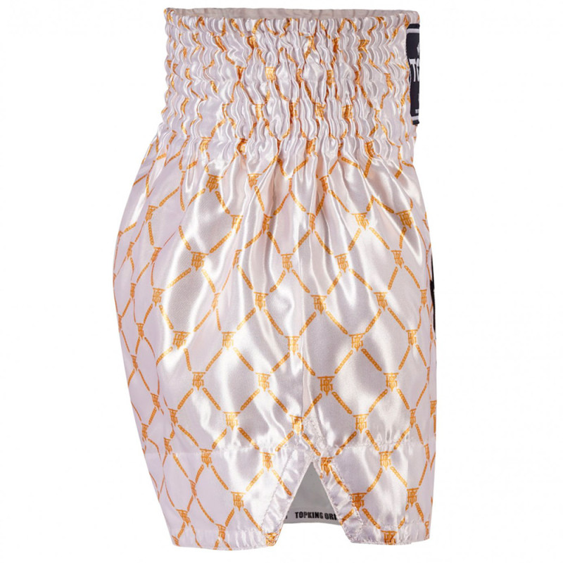 TKB TopKing TKTBS-213 Muay Thai Boxing Shorts White-Gold Free Shipping