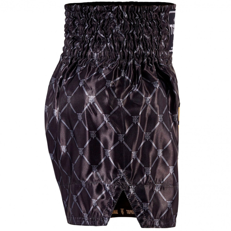 TKB TopKing TKTBS-213 Muay Thai Boxing Shorts Black-Silver Free Shipping