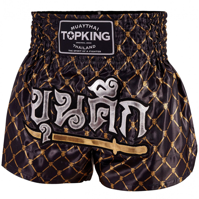 TKB TopKing TKTBS-213 Muay Thai Boxing Shorts Black-Gold Free Shipping
