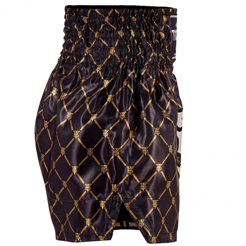 TKB TopKing TKTBS-213 Muay Thai Boxing Shorts Black-Gold Free Shipping
