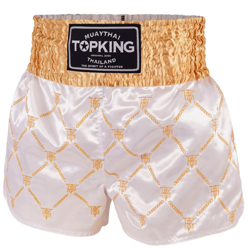 TKB TopKing TKTBS-212 Muay Thai Boxing Shorts White-Gold Free Shipping