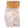 TKB Top King TKTBS-212 Muay Thai Boxing Shorts White-Gold Free Shipping