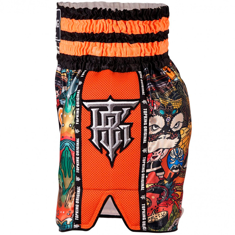 TKB TopKing TKTBS-227 Muay Thai Boxing Shorts Mesh Orange Free Shipping