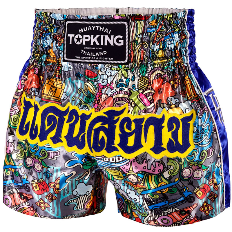 TKB TopKing TKTBS-225 Muay Thai Boxing Shorts Insert Blue Free Shipping