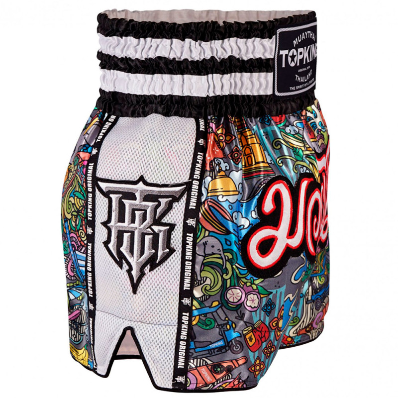 TKB TopKing TKTBS-223 Muay Thai Boxing Shorts White Mesh Free Shipping