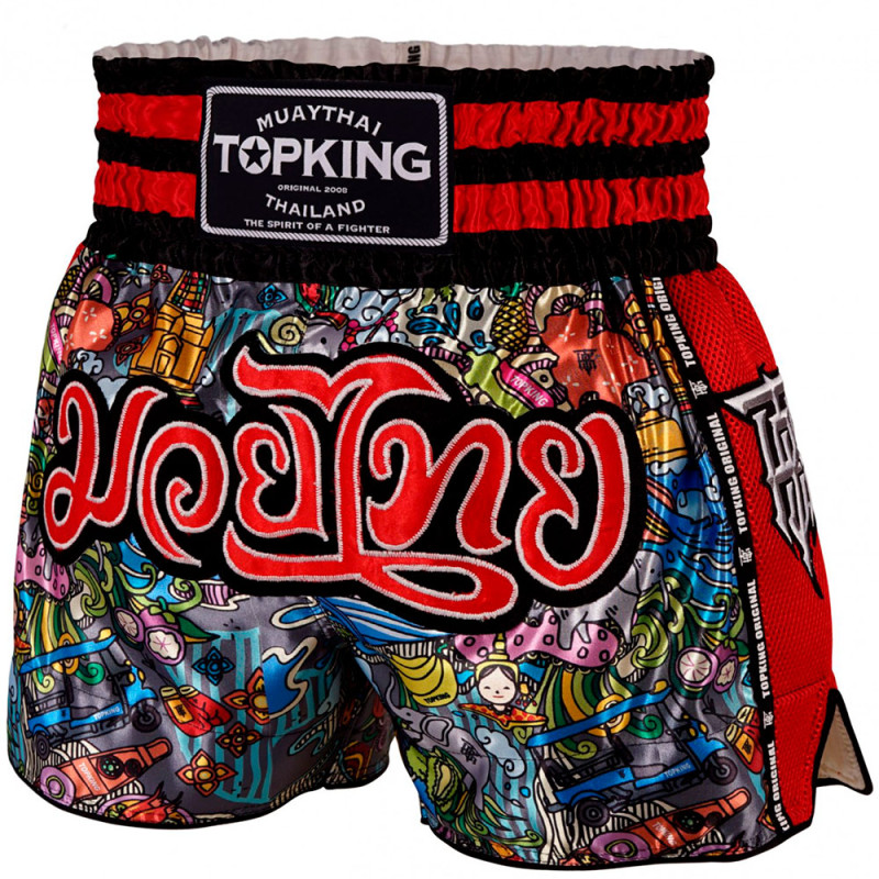 TKB TopKing TKTBS-223 Muay Thai Boxing Shorts Red Mesh Free Shipping