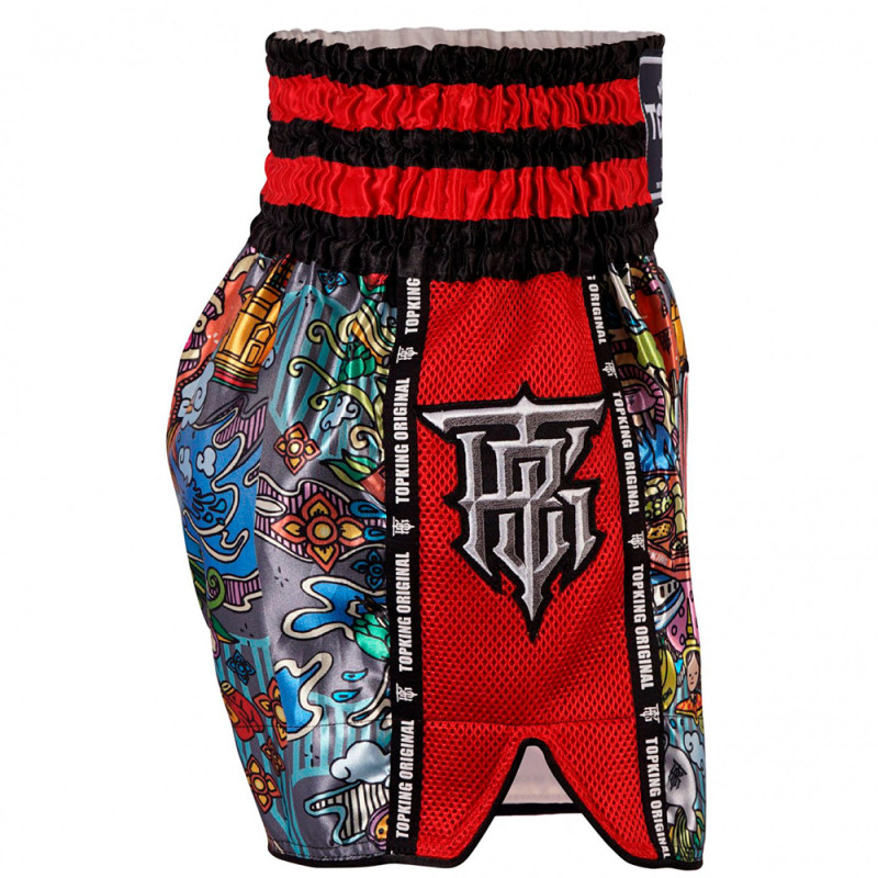 TKB TopKing TKTBS-223 Muay Thai Boxing Shorts Red Mesh Free Shipping