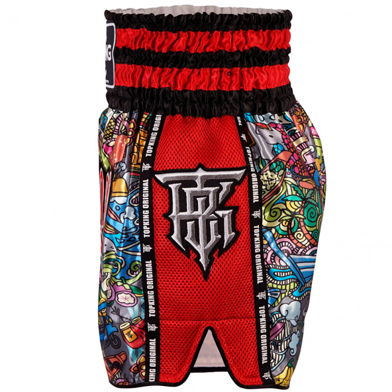 TKB TopKing TKTBS-223 Muay Thai Boxing Shorts Red Mesh Free Shipping