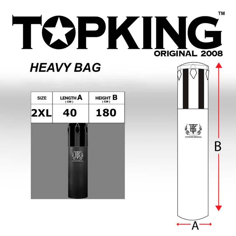 TKB TopKing TKHBH Muay Thai Boxing Heavy Bag (Leather Or Semi-Leather + Nylon) Unfilled Size 2XL