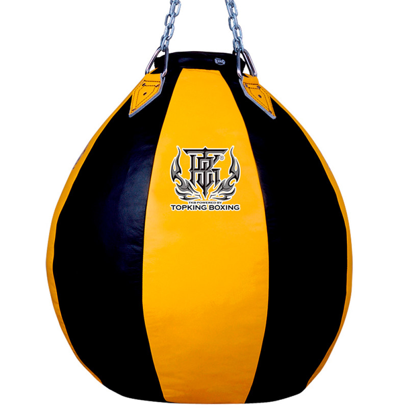 TKB TopKing TKHBT-SL Muay Thai Boxing Heavy Bag Tear Drop Synthetic Leather Unfilled Black-Yellow