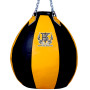 Top King TKHBT-GL Muay Thai Boxing Heavy Bag Tear Drop Genuine Leather Unfilled Black-Yellow