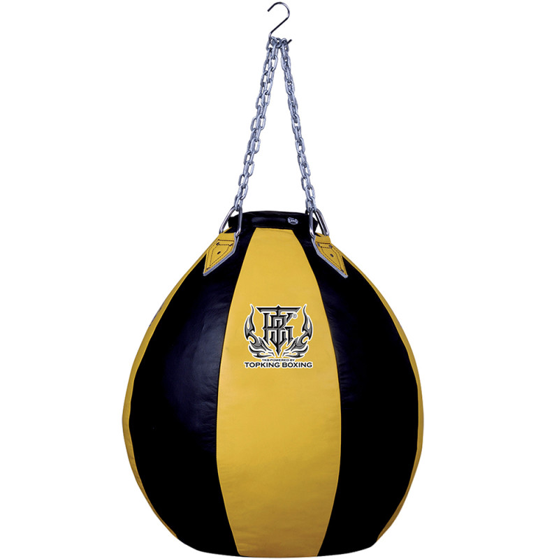 TKB TopKing TKHBT-SL Muay Thai Boxing Heavy Bag Tear Drop Synthetic Leather Unfilled Black-Yellow
