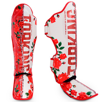 TKB Top King TKSGRS Shin Guards Muay Thai Boxing "Rose" White	