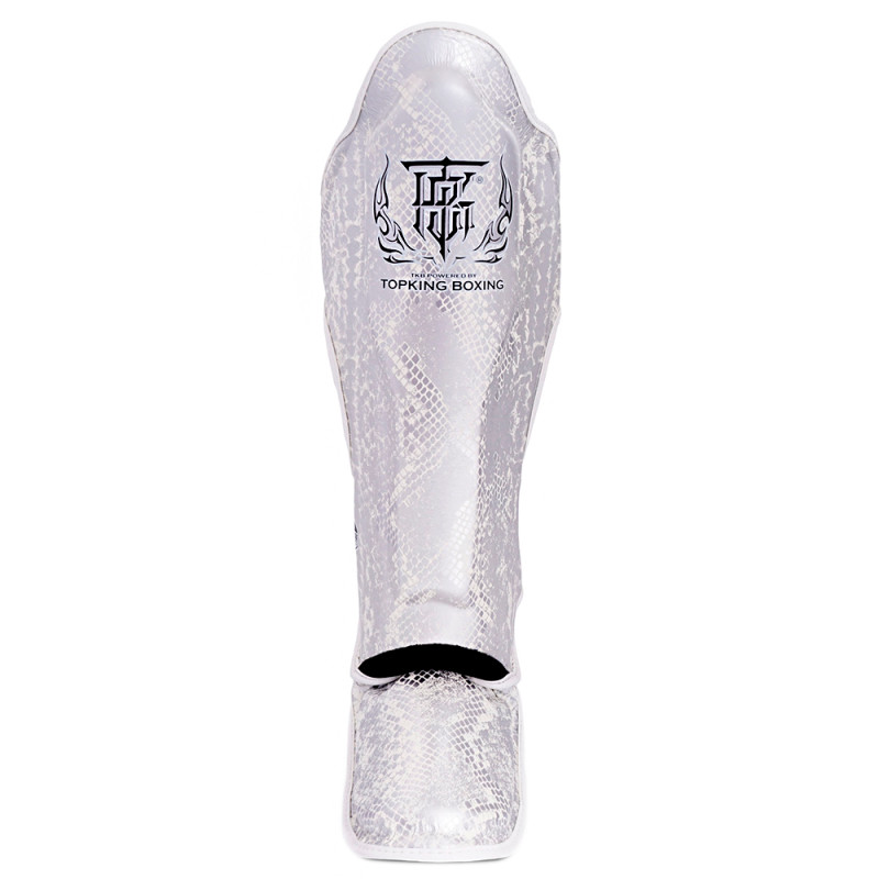 TKB TopKing TKSGSS-02 Shin Guards Muay Thai "Snake" Silver (White)