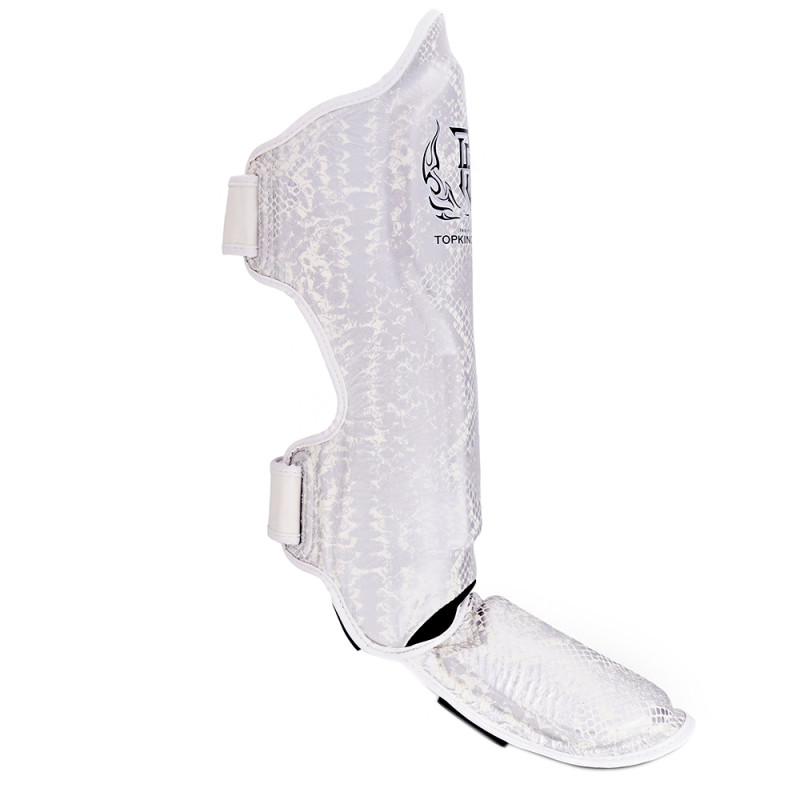 TKB TopKing TKSGSS-02 Shin Guards Muay Thai "Snake" Silver (White)