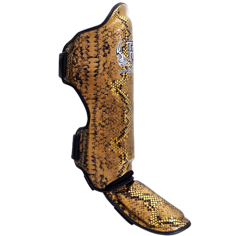 TKB TopKing TKSGSS-02 Shin Guards Muay Thai Boxing "Snake" Gold (Black)
