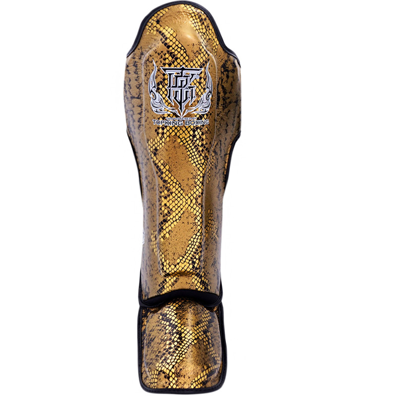 TKB TopKing TKSGSS-02 Shin Guards Muay Thai Boxing "Snake" Gold (Black)