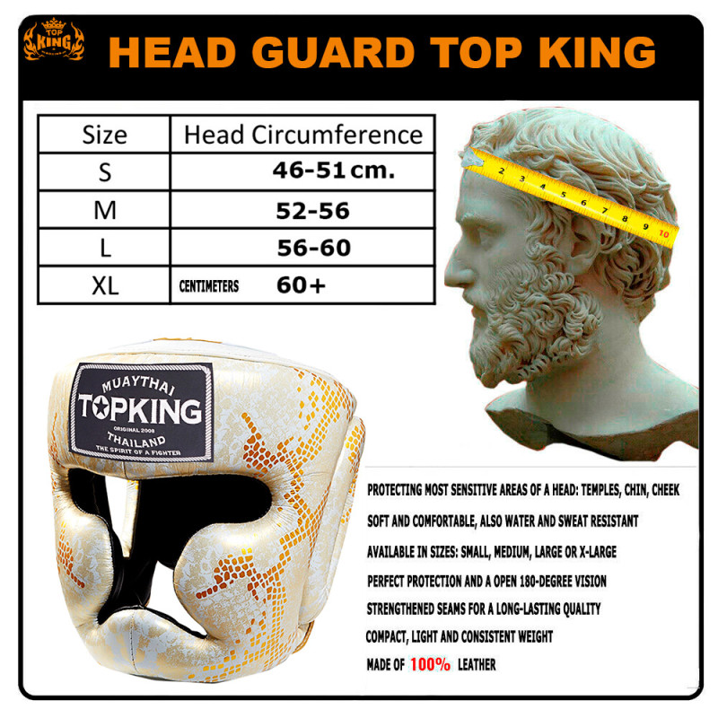 TKB TopKing "Snake" Boxing Headgear Head Guard Gold (White)