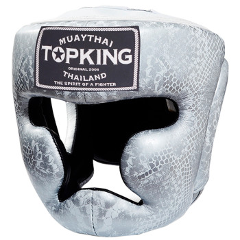 TKB Top King "Snake" Boxing Headgear Head Guard Silver (White)