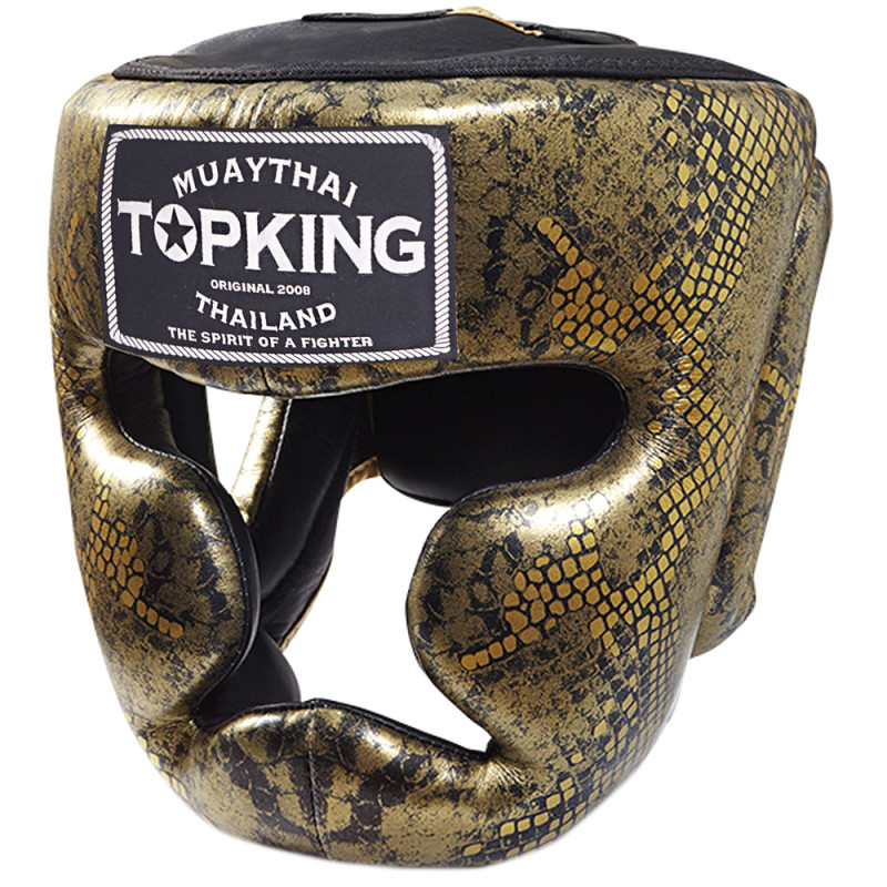 TKB TopKing "Snake" Boxing Headgear Head Guard Gold (Black)