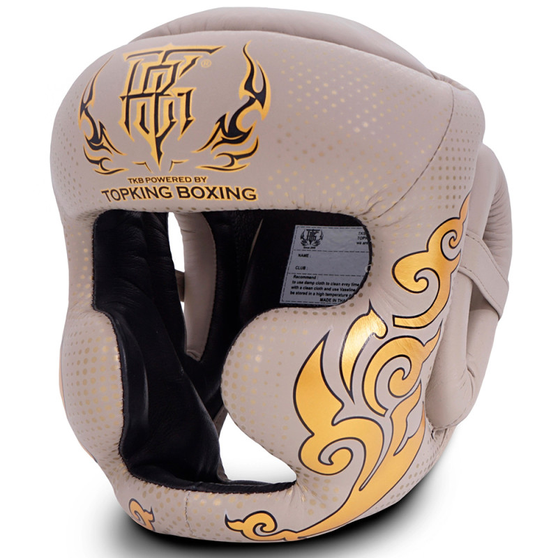TKB TopKing "Kanok" Boxing Headgear Head Guard Beige