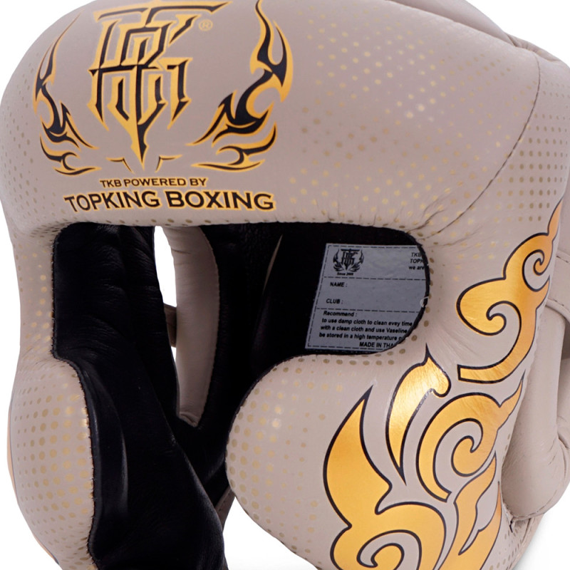 TKB TopKing "Kanok" Boxing Headgear Head Guard Beige